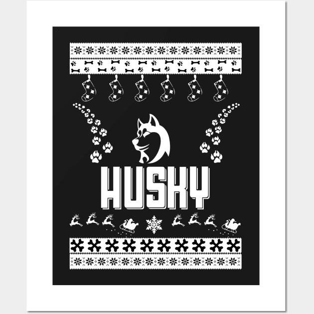 Merry Christmas HUSKY Wall Art by bryanwilly